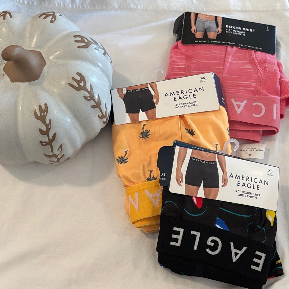 American Eagle Yellow Boxer Briefs with Palm Tree Design